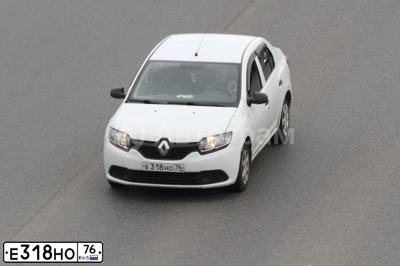 Фото автомобиля RENAULT LOGAN, 2016 — госномер Е318НО76. Цвет: БЕЛЫЙ