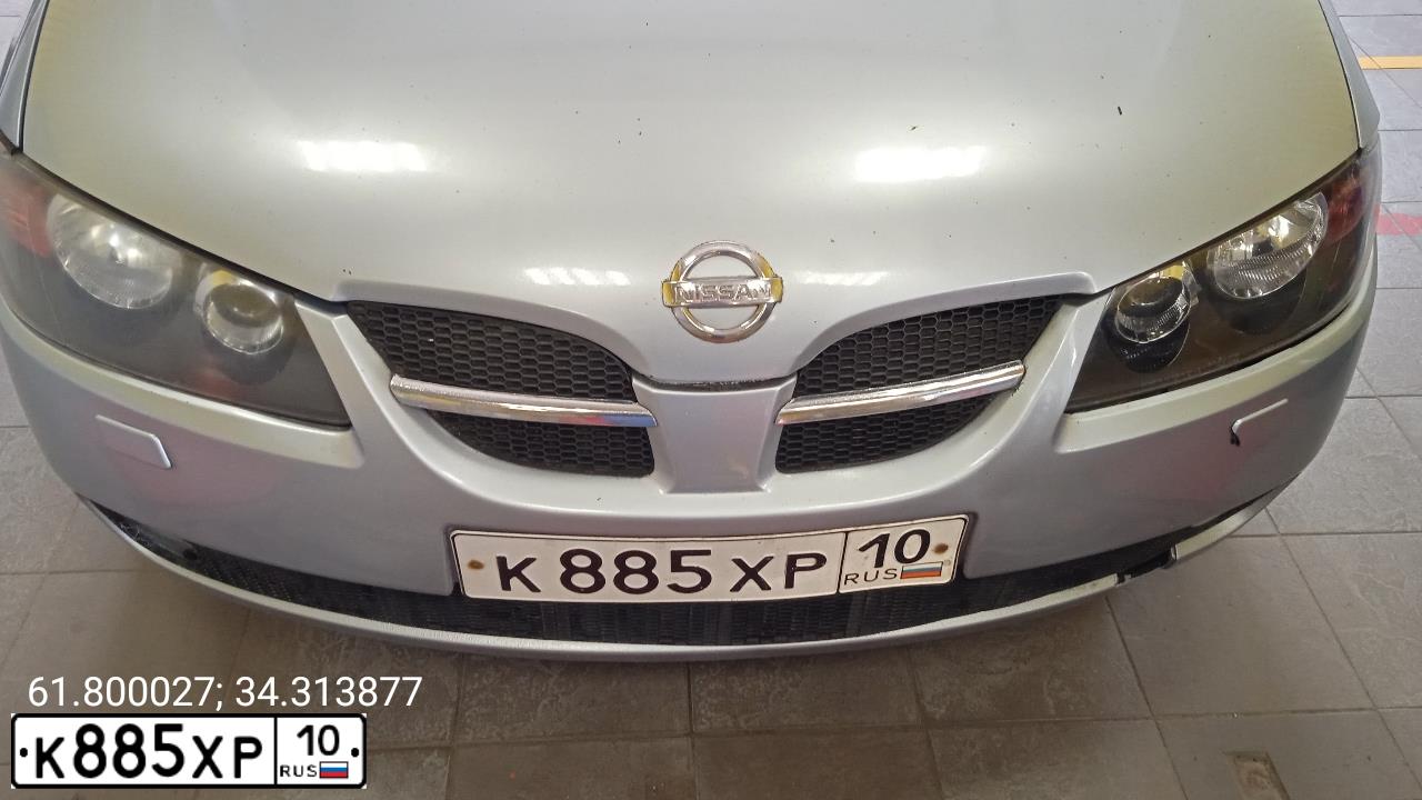 Фото автомобиля NISSAN ALMERA, 2004 — госномер К500УС10. Цвет: ГОЛУБОЙ