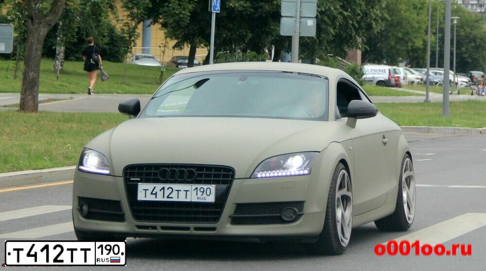 Фото автомобиля AUDI TT, 2008 — госномер Т412ТТ190. Цвет: ОЛИВКОВЫЙ