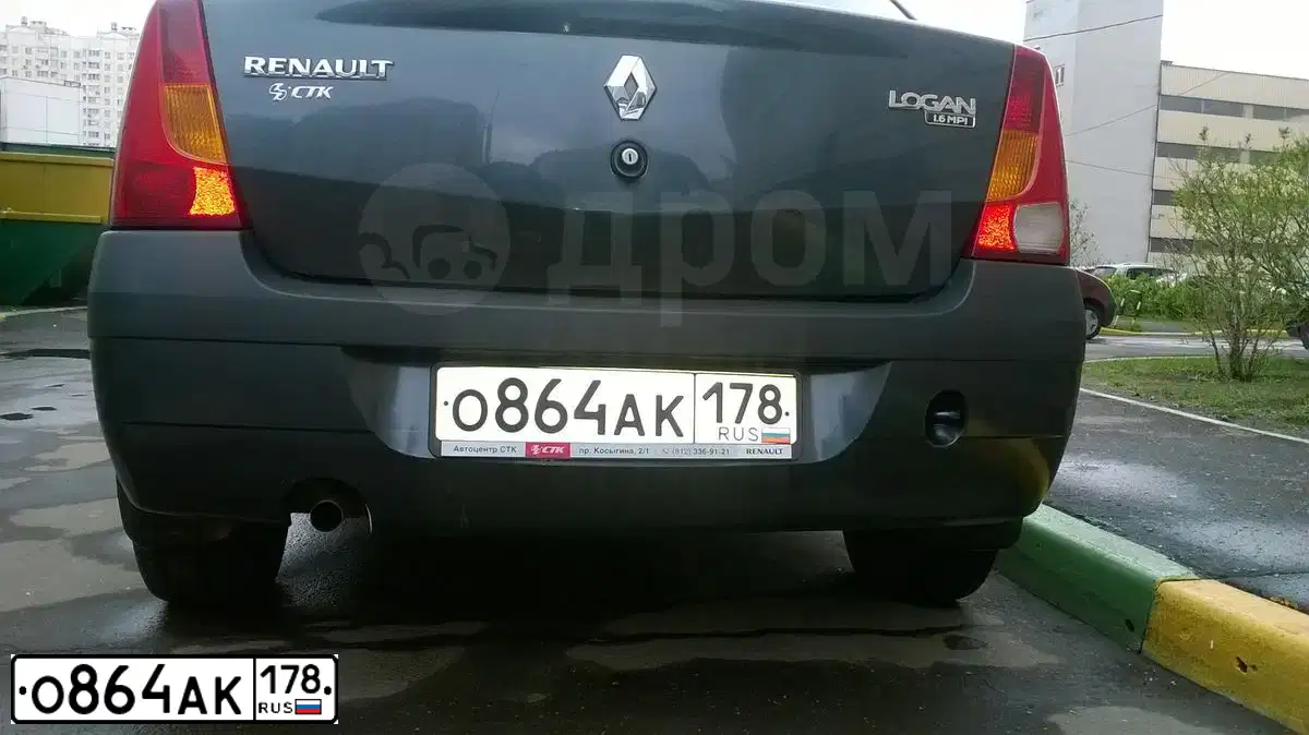 Фото автомобиля RENAULT LOGAN, 2008 — госномер О864АК178. Цвет: ТЕМНО-СЕРЫЙ