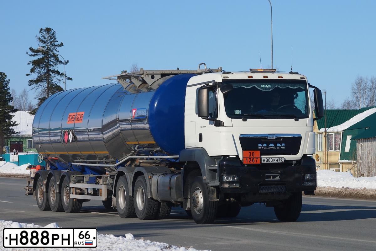 Фото автомобиля MAN TGS 33.XXX /6X6/, 2013 — госномер Н888РН66. Цвет: БЕЛЫЙ