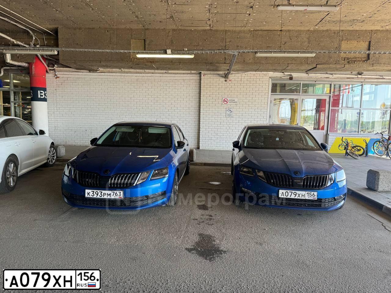Фото автомобиля SKODA OCTAVIA, 2017 — госномер А079ХН156. Цвет: синий