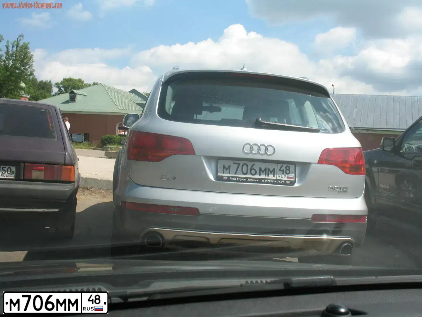 Фото автомобиля AUDI Q7, 2008 — госномер М706ММ48. Цвет: СЕРЕБРИСТЫЙ
