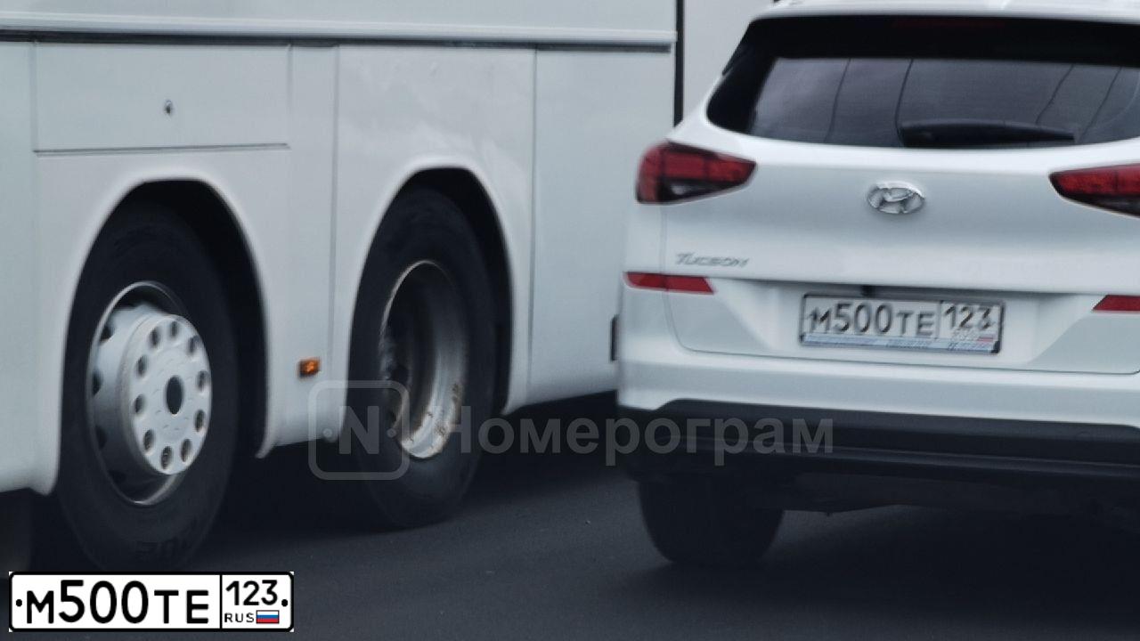 Фото автомобиля HYUNDAI TUCSON, 2019 — госномер М500ТЕ123. Цвет: Белый