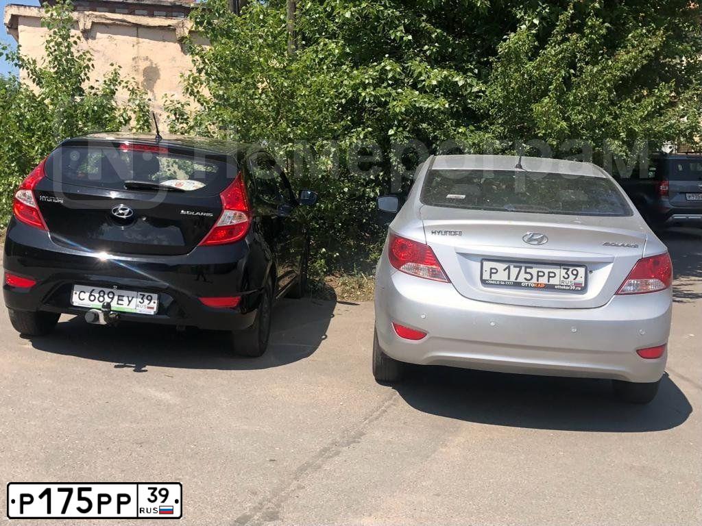 Фото автомобиля HYUNDAI SOLARIS, 2013 — госномер Р175РР39. Цвет: Серебристый