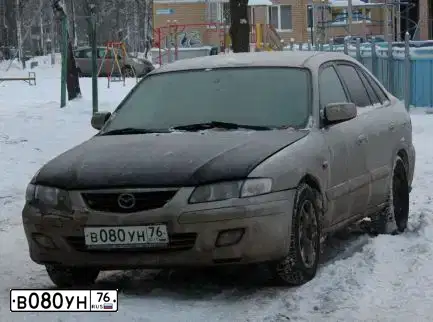 Фото автомобиля MAZDA 626, 2000 — госномер В535НС97. Цвет: БЕЖЕВЫЙ-ЧЕРНЫЙ