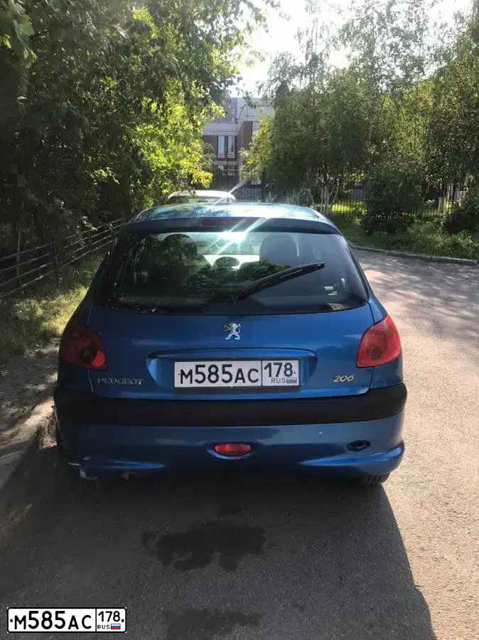 Фото автомобиля PEUGEOT 206, 2004 — госномер М585АС178. Цвет: ЯРКО-СИНИЙ
