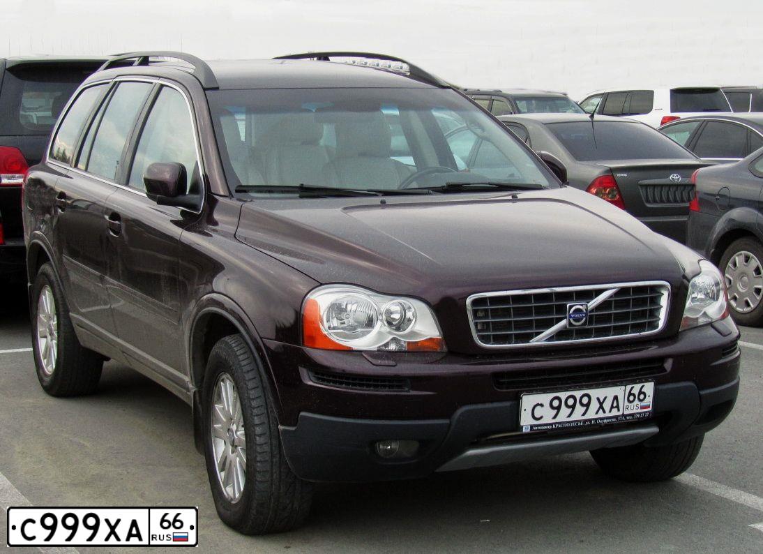Фото автомобиля VOLVO XC90, 2006 — госномер С999ХА66. Цвет: ТЕМНО-КРАСНЫЙ