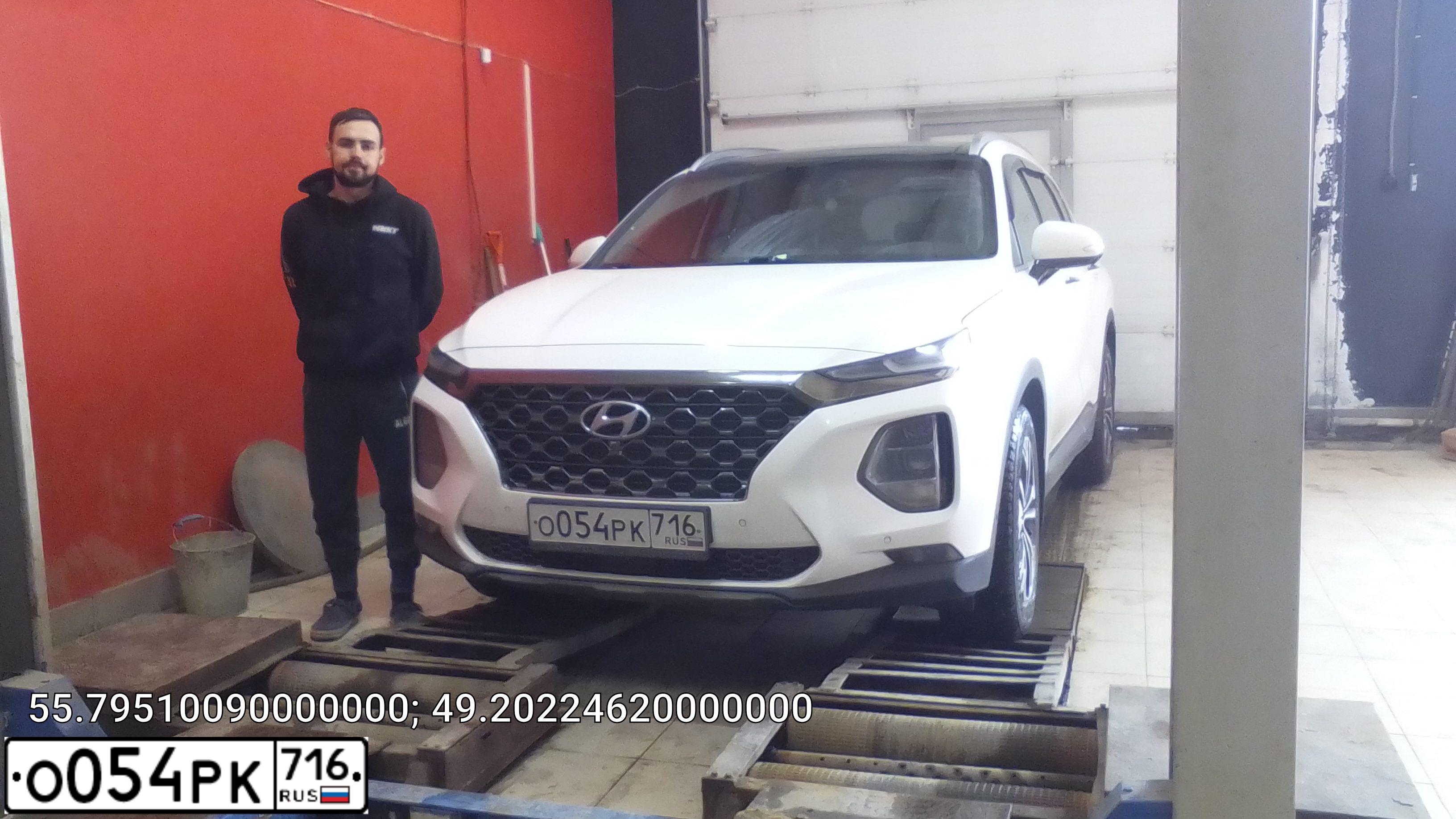Фото автомобиля HYUNDAI SANTA FE, 2020 — госномер А161ЕУ716. Цвет: Белый