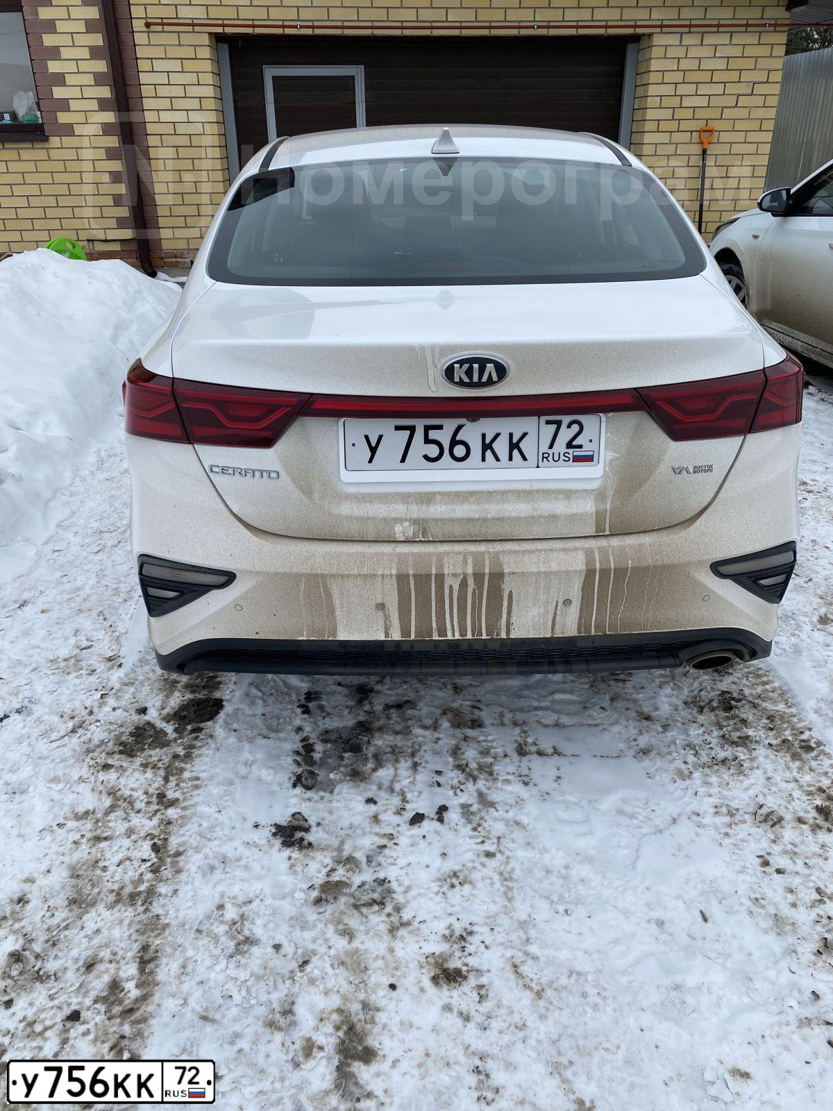 Фото автомобиля KIA CERATO, 2019 — госномер У756КК72. Цвет: Белый