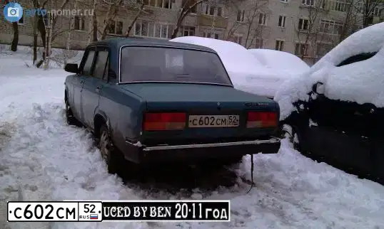 Фото автомобиля LADA 2107, 2005 — госномер С602СМ52. Цвет: СЕРО-СИНИЙ