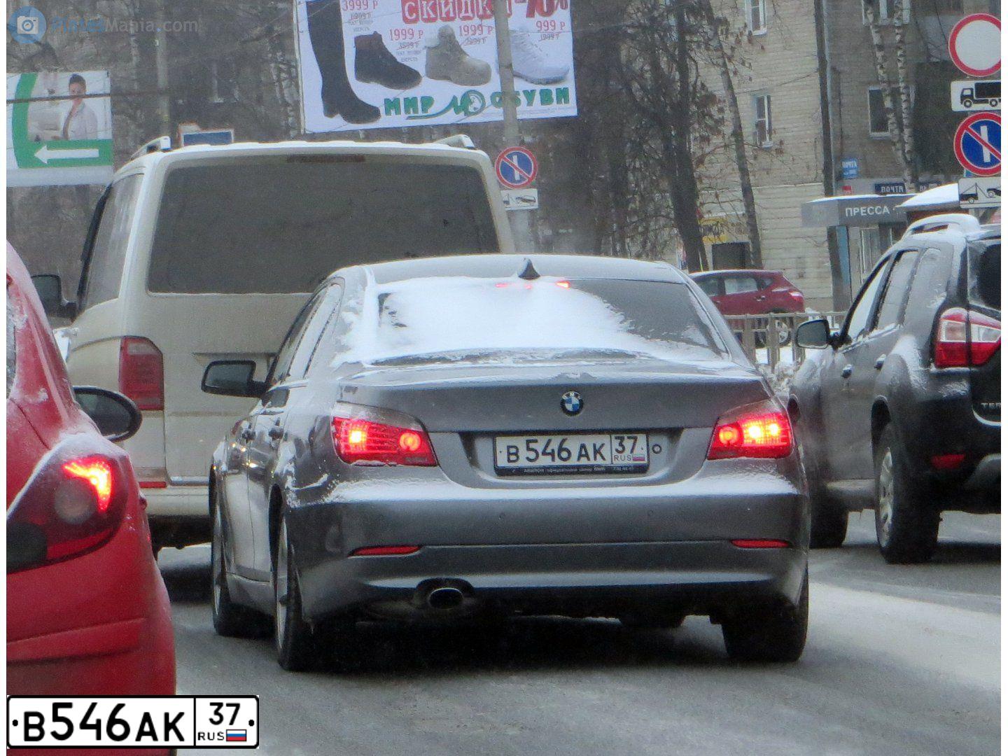 Фото автомобиля BMW SERIE 5, 2008 — госномер В546АК37. Цвет: Серый