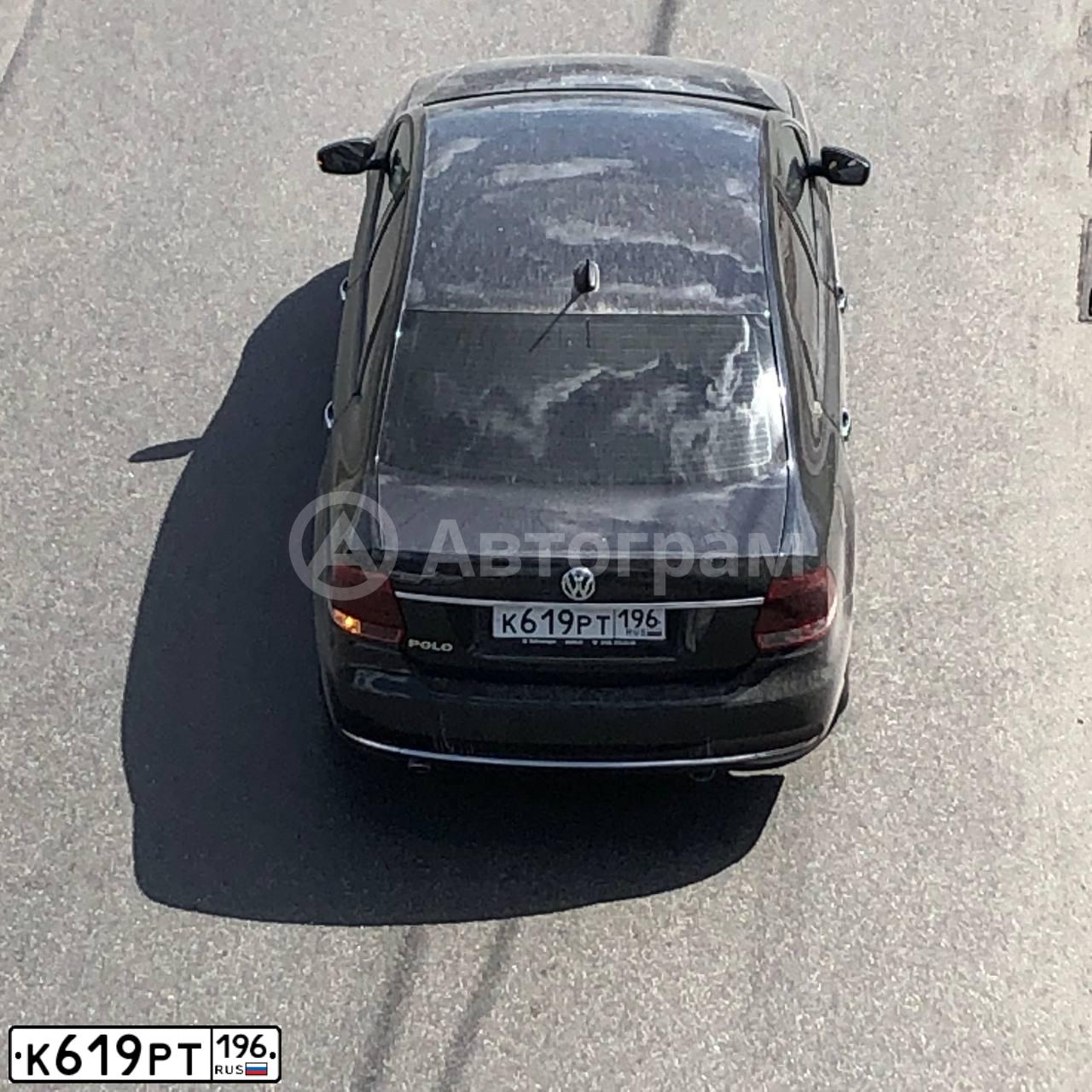 Фото автомобиля VOLKSWAGEN POLO, 2018 — госномер К619РТ196. Цвет: ЧЕРНЫЙ