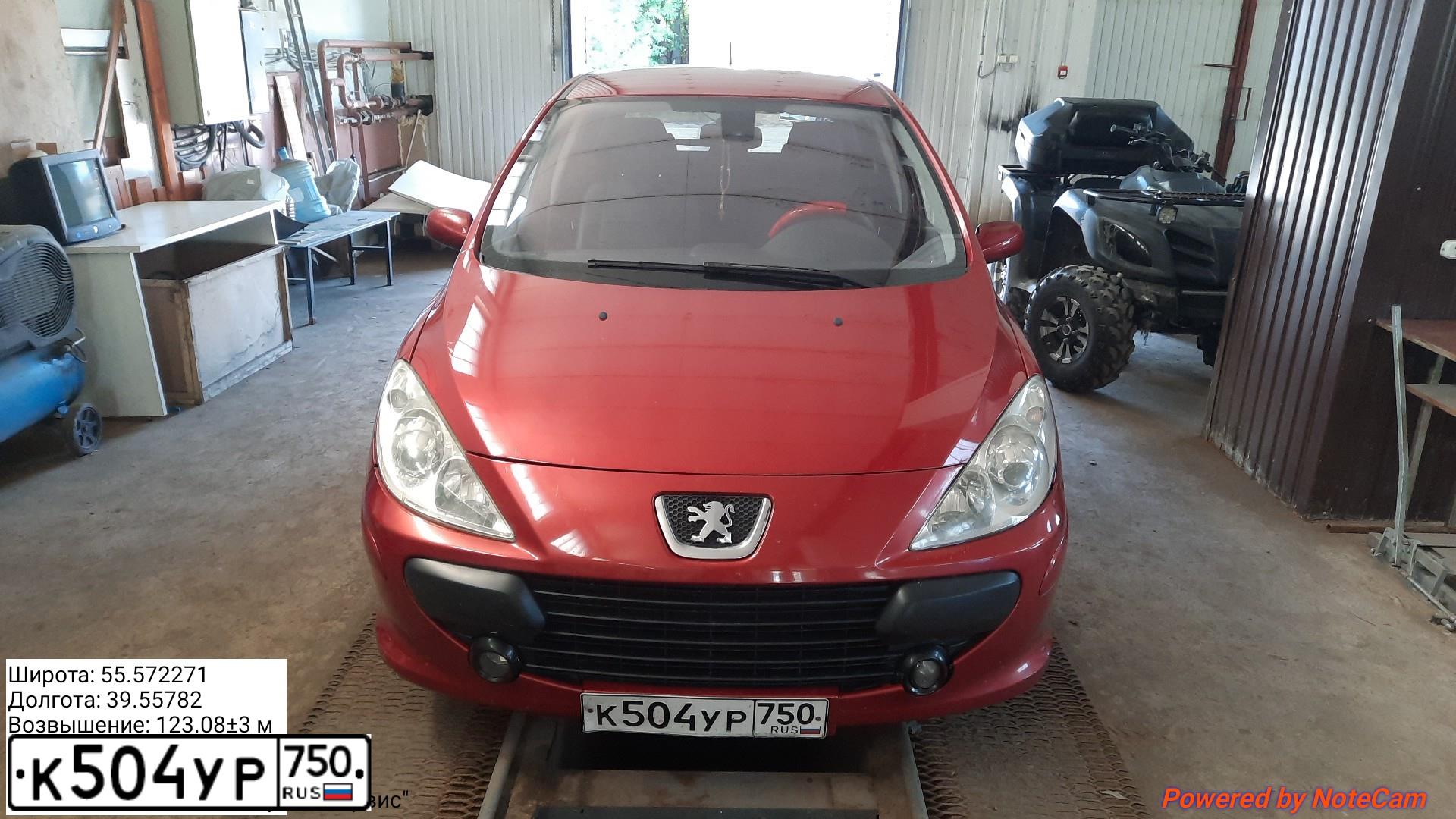 Фото автомобиля PEUGEOT T 307, 2007 — госномер К504УР750. Цвет: Красный