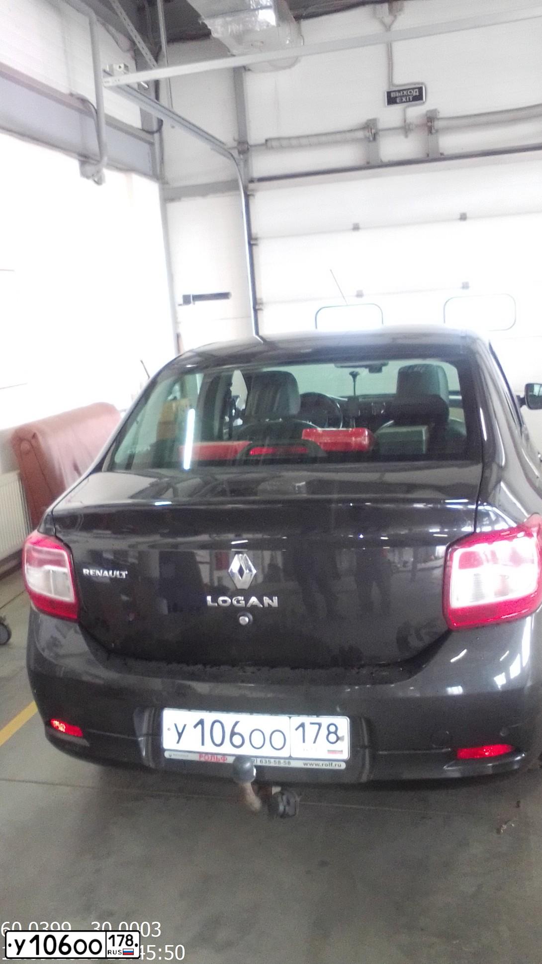 Фото автомобиля RENAULT LOGAN, 2016 — госномер У106ОО178. Цвет: ЧЕРНЫЙ