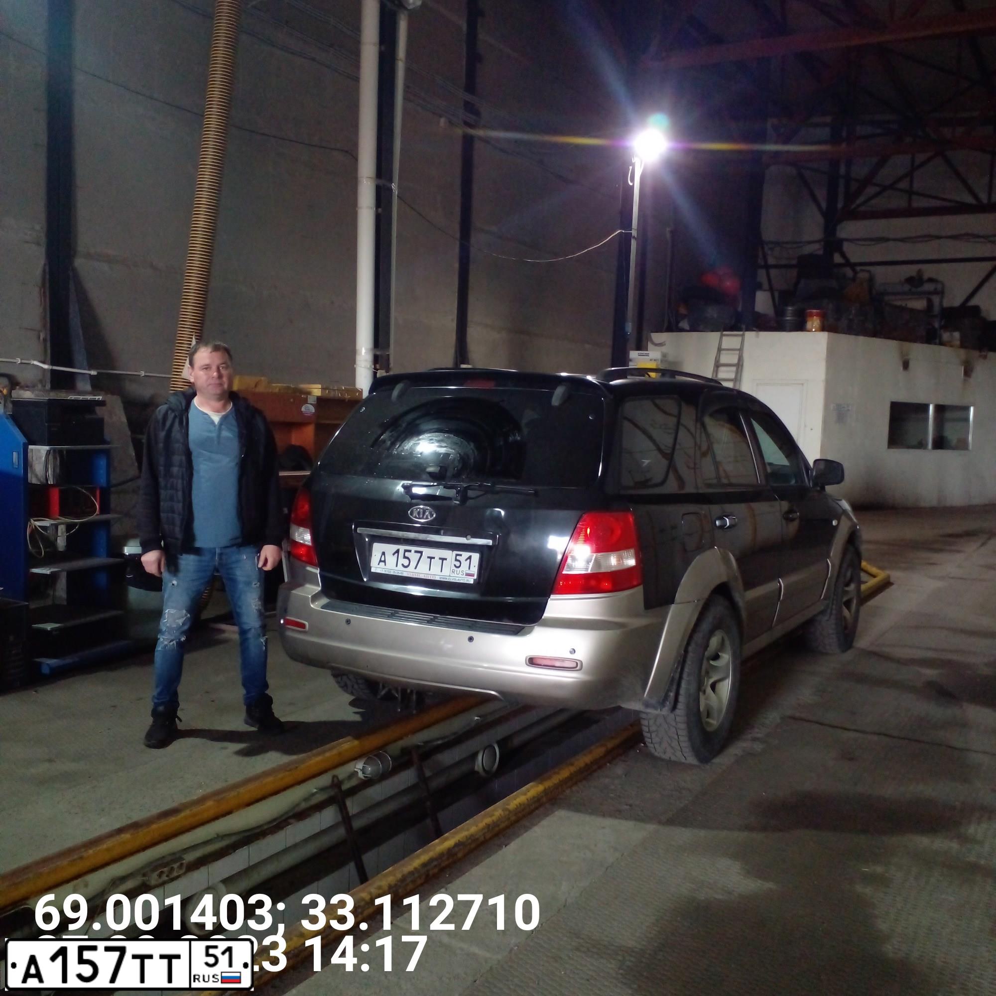 Фото автомобиля KIA SORENTO, 2006 — госномер А157ТТ51. Цвет: ЧЕРНЫЙ