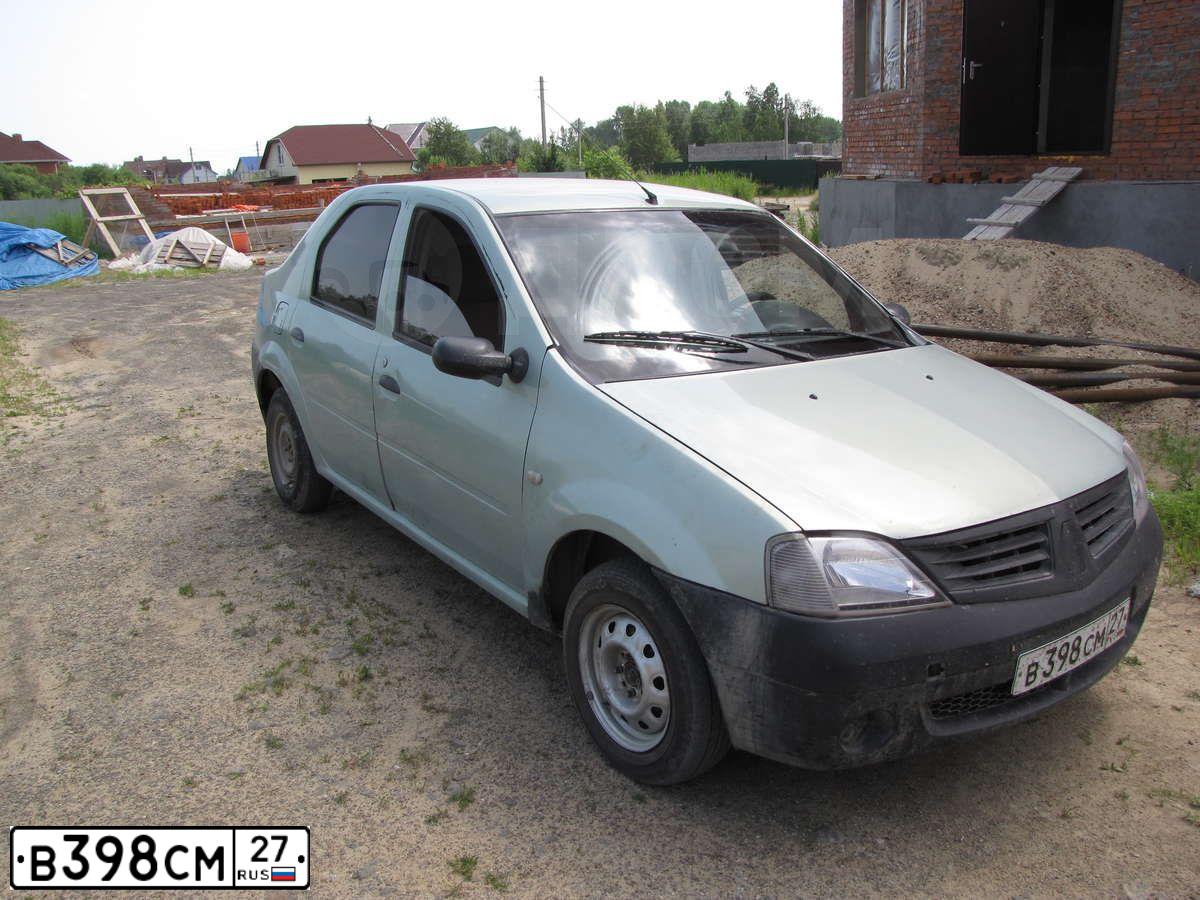 Фото автомобиля RENAULT LOGAN, 2007 — госномер В398СМ27. Цвет: СВЕТЛО-ЗЕЛЕНЫЙ
