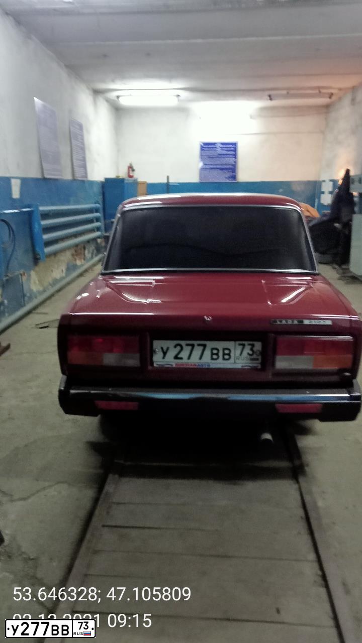 Фото автомобиля LADA 2107, 2009 — госномер У277ВВ73. Цвет: ВИШНЕВЫЙ