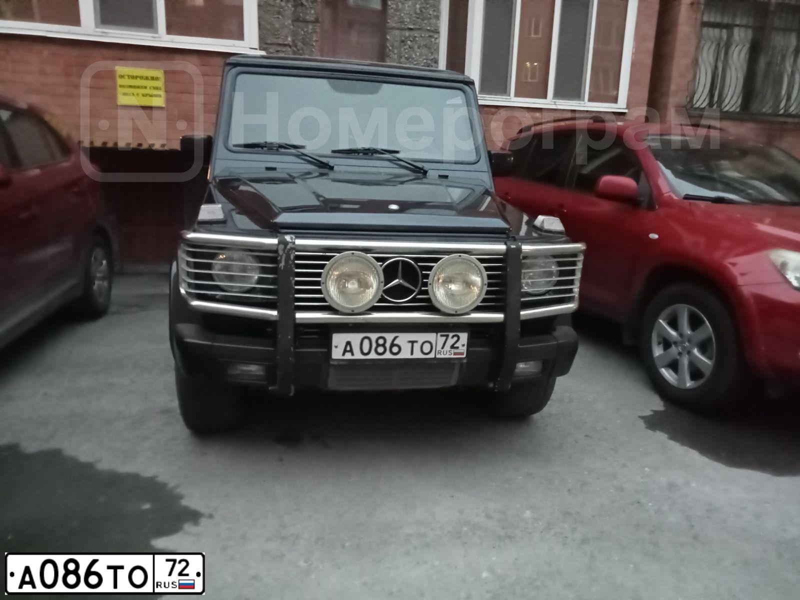 Фото автомобиля MERCEDES G-KLASSE, 2000 — госномер А086ТО72. Цвет: СИНИЙ