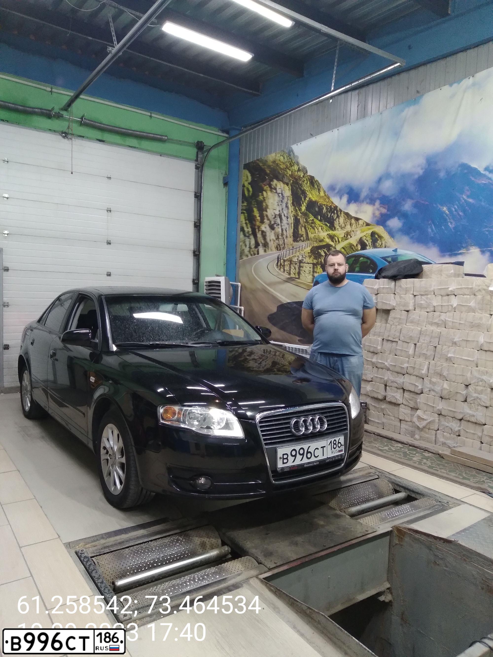 Фото автомобиля AUDI A4, 2006 — госномер Р299ЕУ186. Цвет: ЧЕРНЫЙ