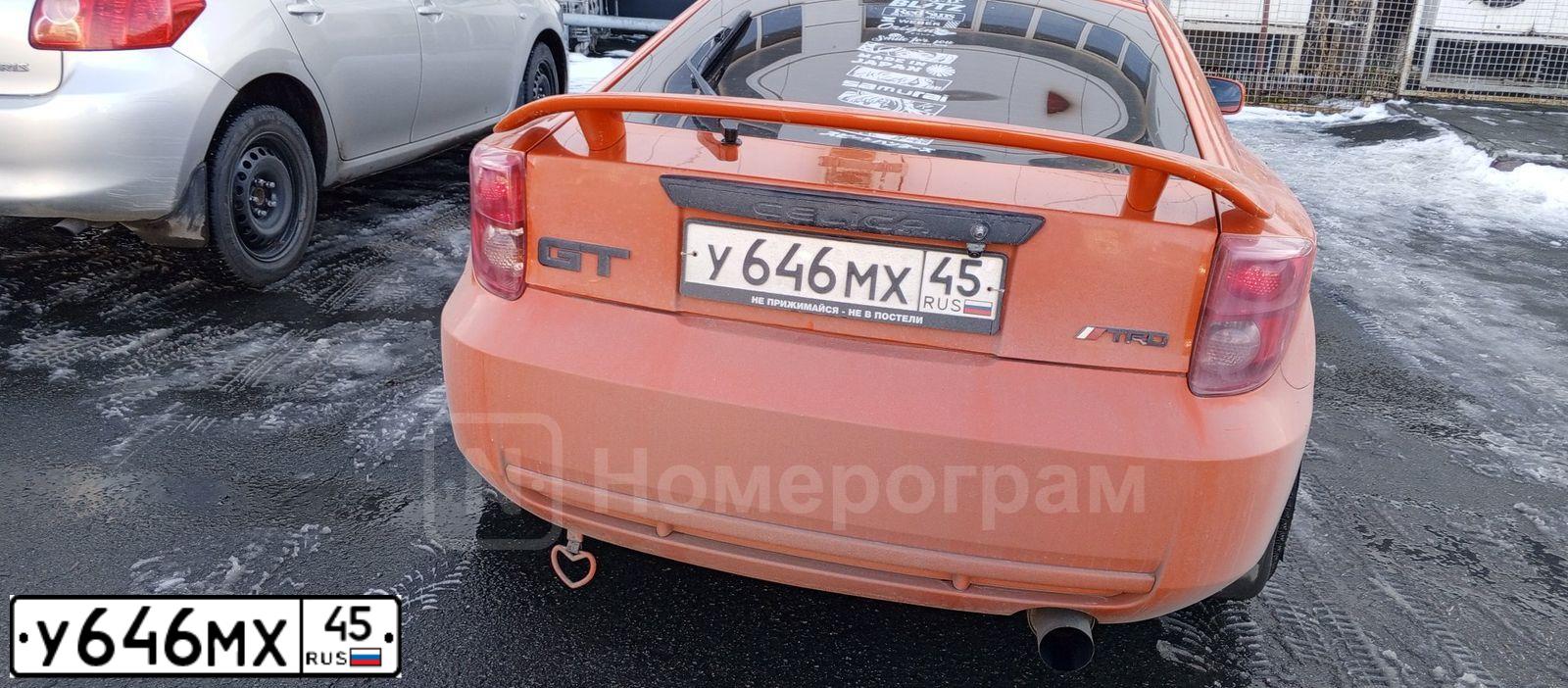 Фото автомобиля TOYOTA CELICA, 2002 — госномер А296МЕ199. Цвет: Оранжевый
