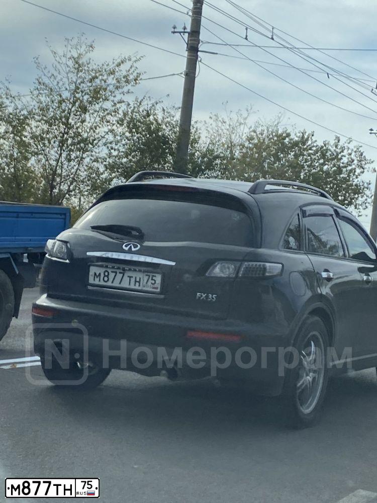 Фото автомобиля INFINITI I QX70 FX, 2003 — госномер Е777УО75. Цвет: ЧЕРНЫЙ