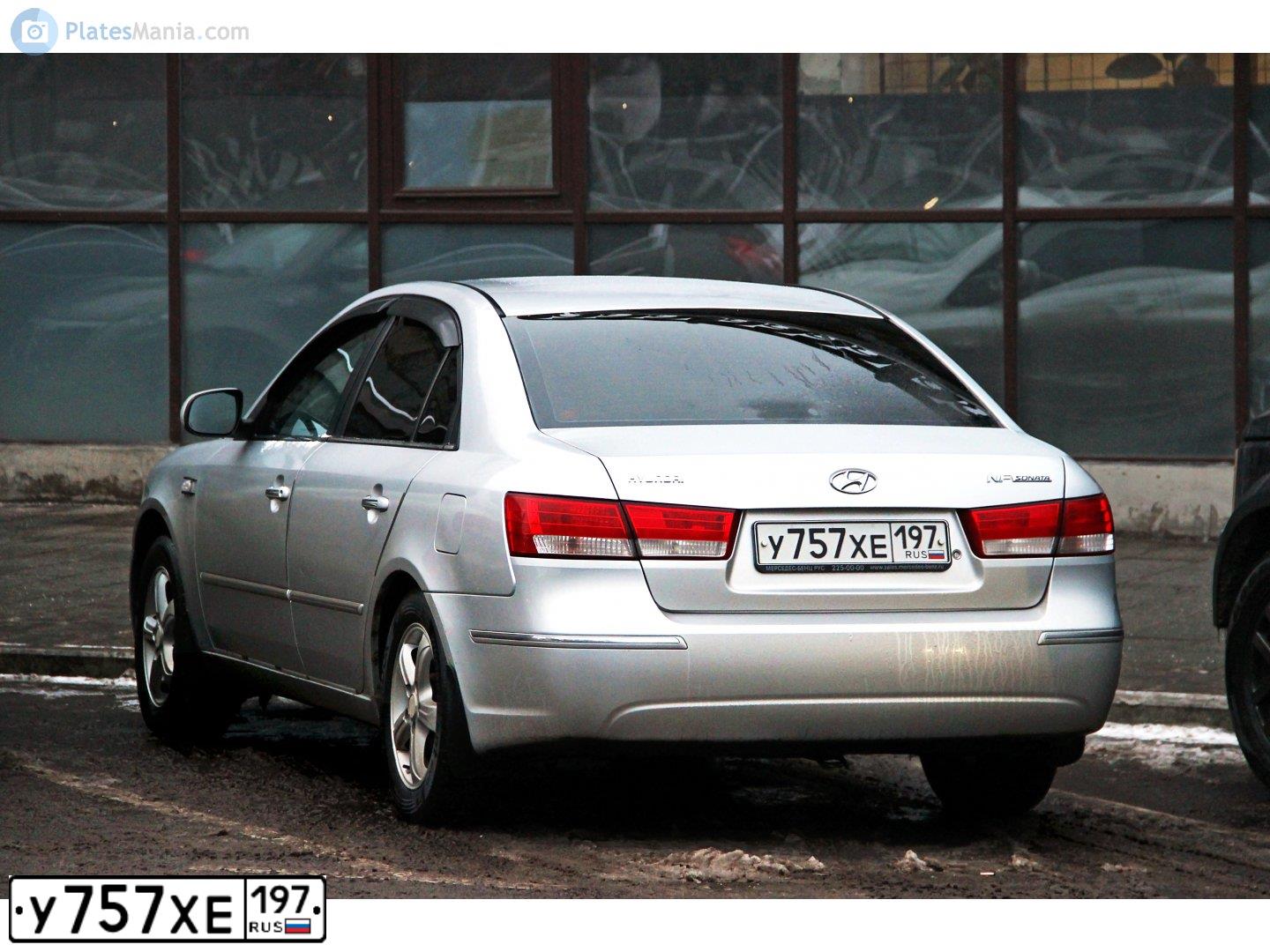 Фото автомобиля HYUNDAI SONATA, 2010 — госномер У757ХЕ197. Цвет: СЕРЫЙ