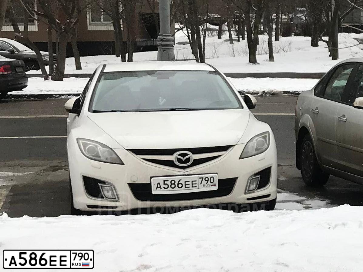 Фото автомобиля MAZDA 6, 2008 — госномер А586ЕЕ790. Цвет: Белый