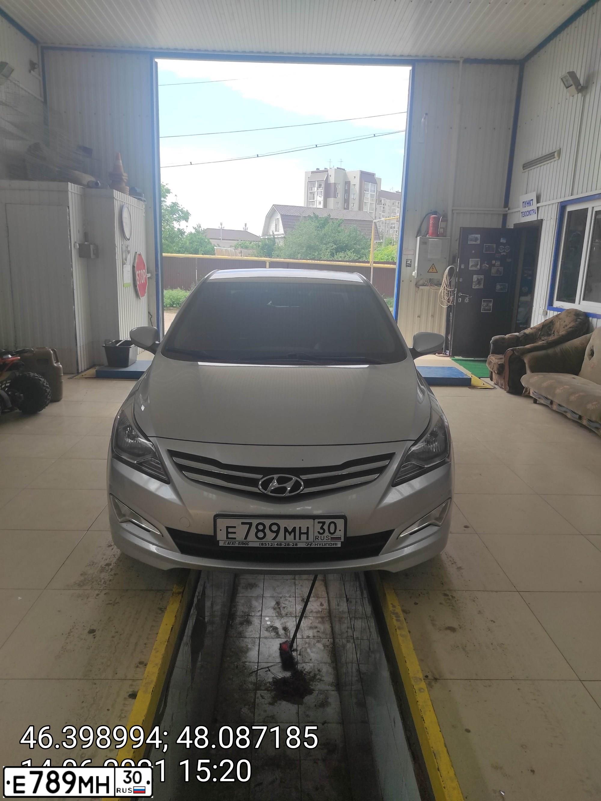 Фото автомобиля HYUNDAI SOLARIS, 2021 — госномер Н414ОА134. Цвет: СЕРЫЙ