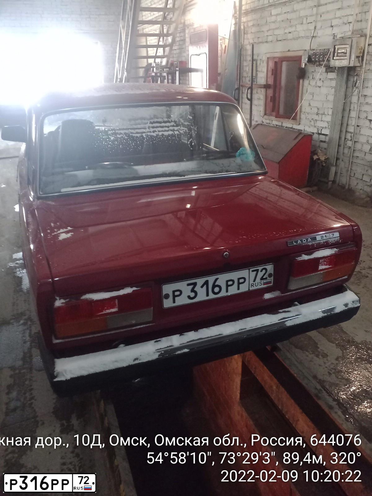 Фото автомобиля LADA 2107, 2007 — госномер Х954ЕС55. Цвет: ВИШНЕВЫЙ