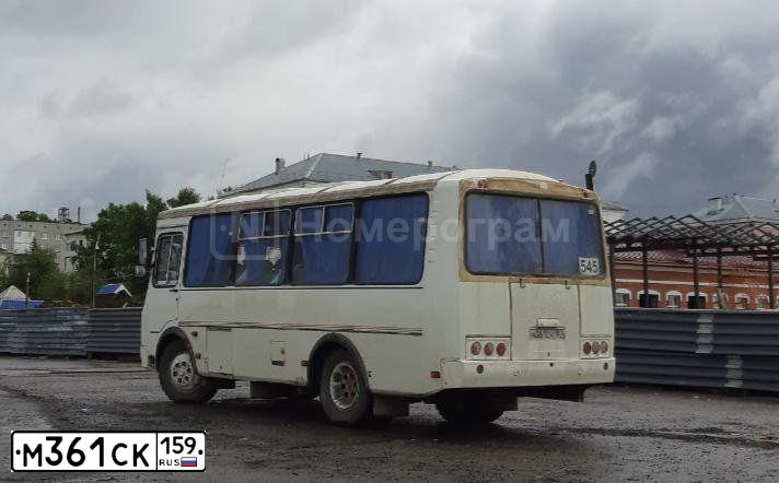 Фото автомобиля PAZ Z 3205, 2018 — госномер М361СК159. Цвет: Белый