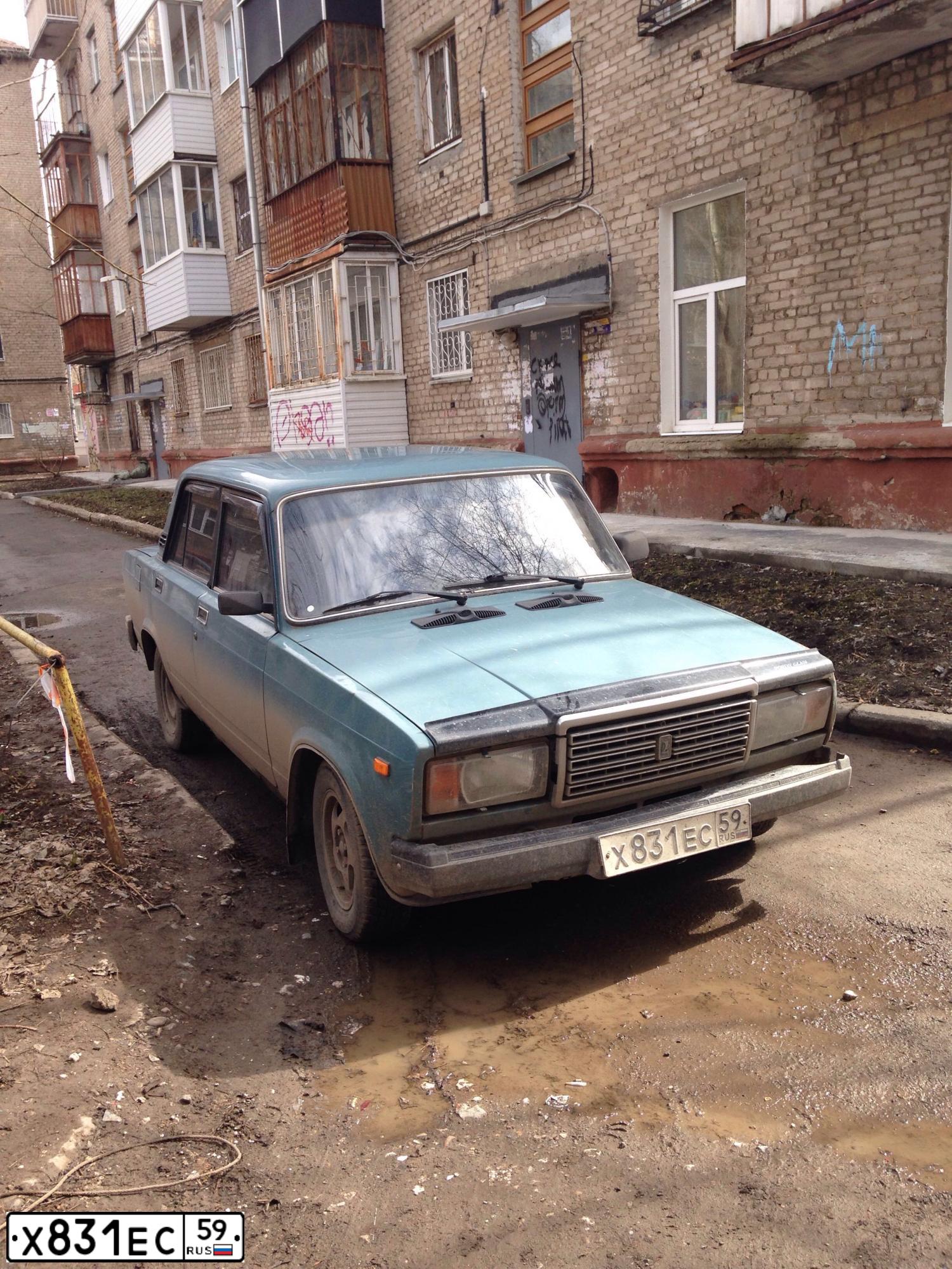 Фото автомобиля LADA 2107, 2004 — госномер Н506РМ59. Цвет: СЕРО-СИНИЙ