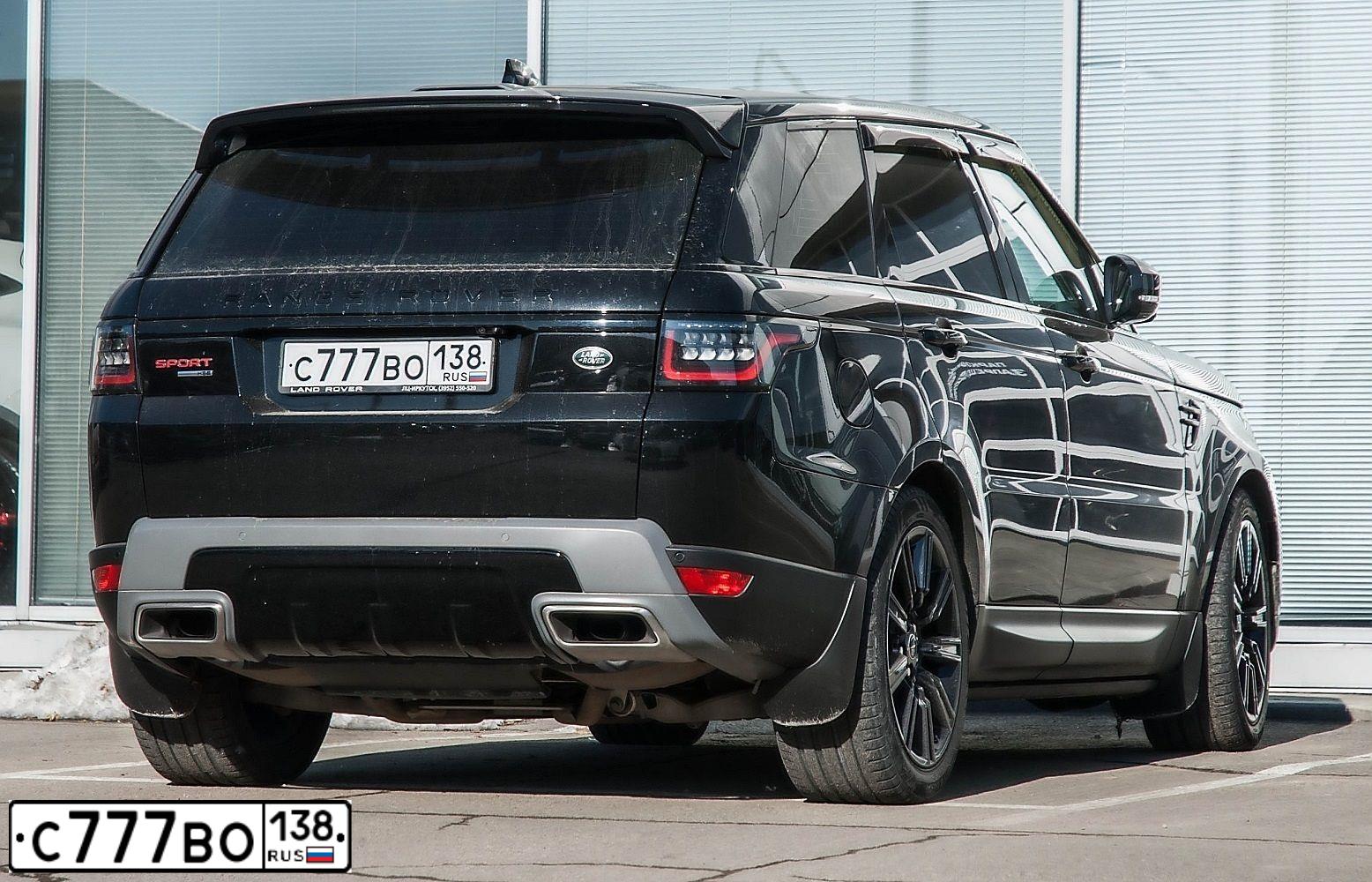 Фото автомобиля LANDROVER RANGE ROVER SPORT, 2019 — госномер С777ВО138. Цвет: ЧЕРНЫЙ