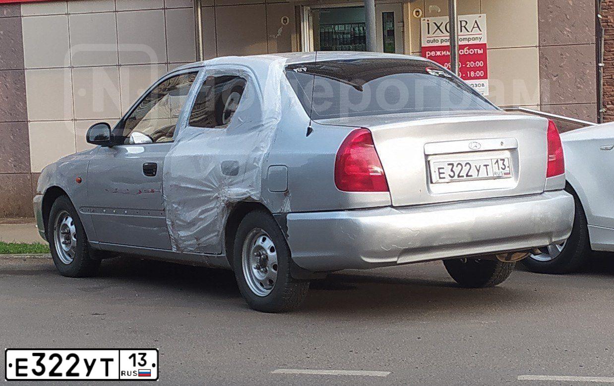 Фото автомобиля TAGAZ ACCENT, 2008 — госномер Е322УТ13. Цвет: СЕРЕБРИСТЫЙ