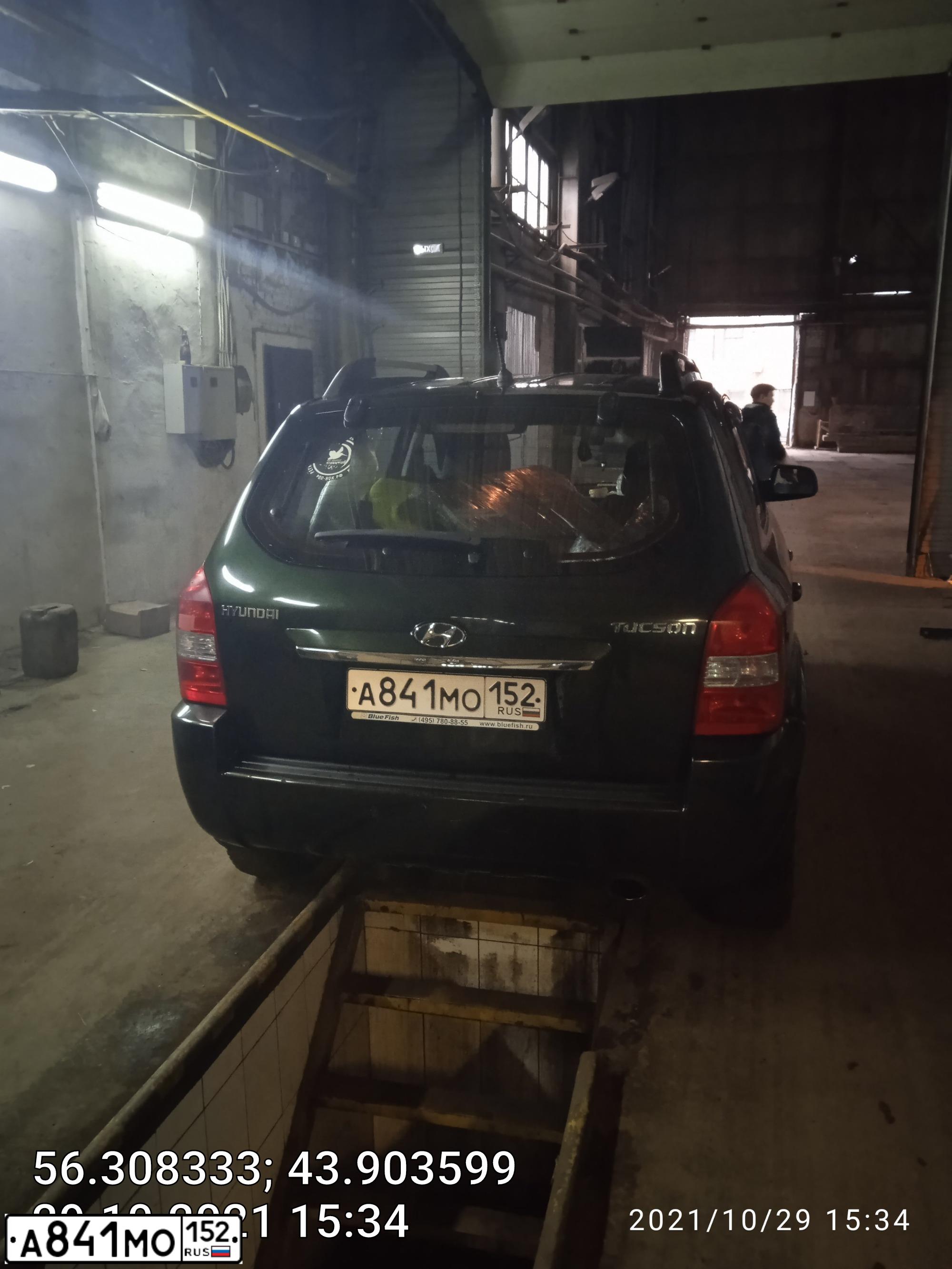 Фото автомобиля HYUNDAI TUCSON, 2008 — госномер А841МО152. Цвет: ТЕМНО-ЗЕЛЕНЫЙ