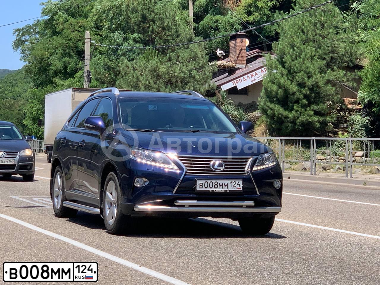 Фото автомобиля LEXUS RX, 2014 — госномер В008ММ124. Цвет: Темно-синий