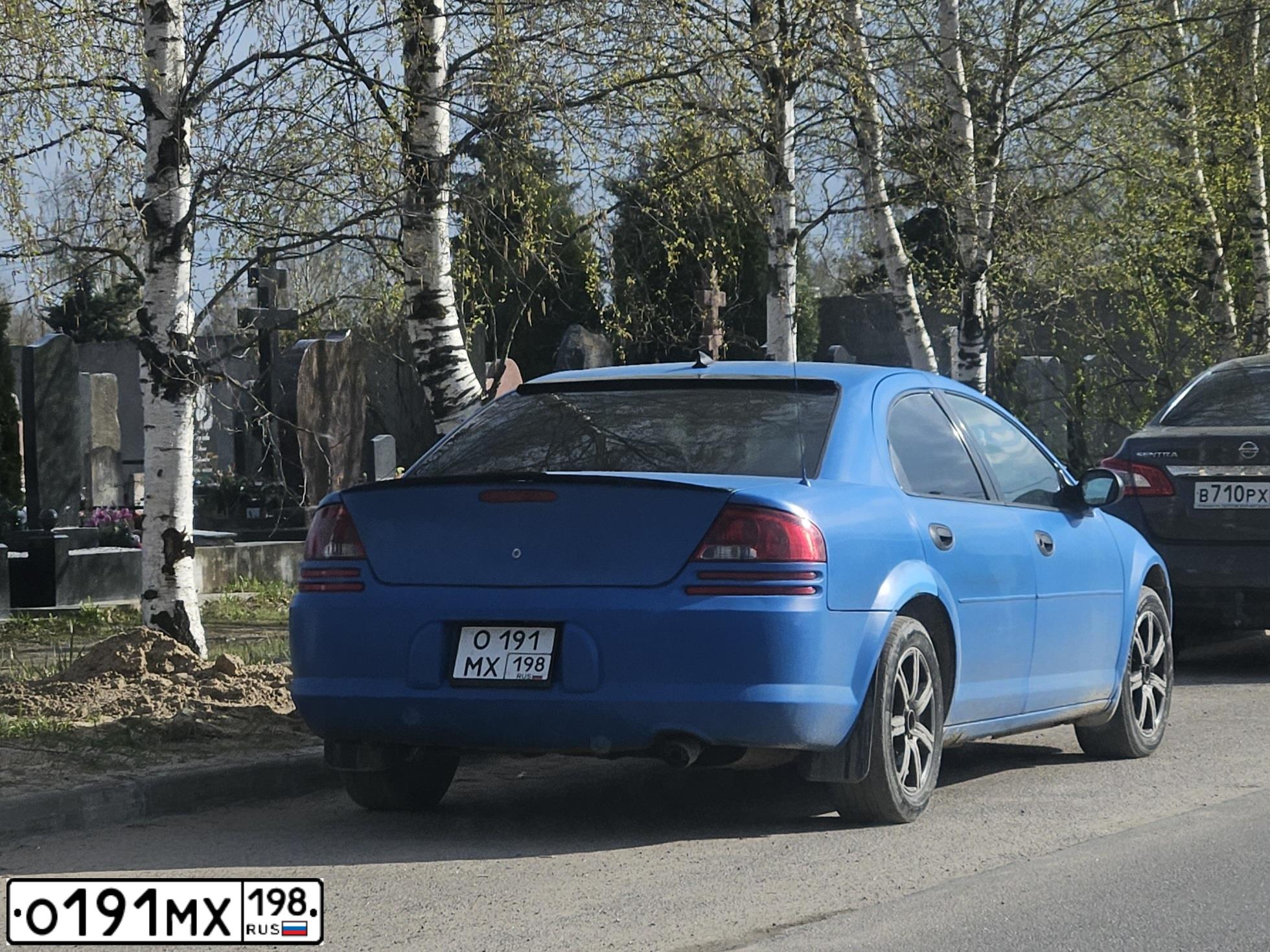 Фото автомобиля DODGE STRATUS, 2003 — госномер О191МХ198. Цвет: СИНИЙ