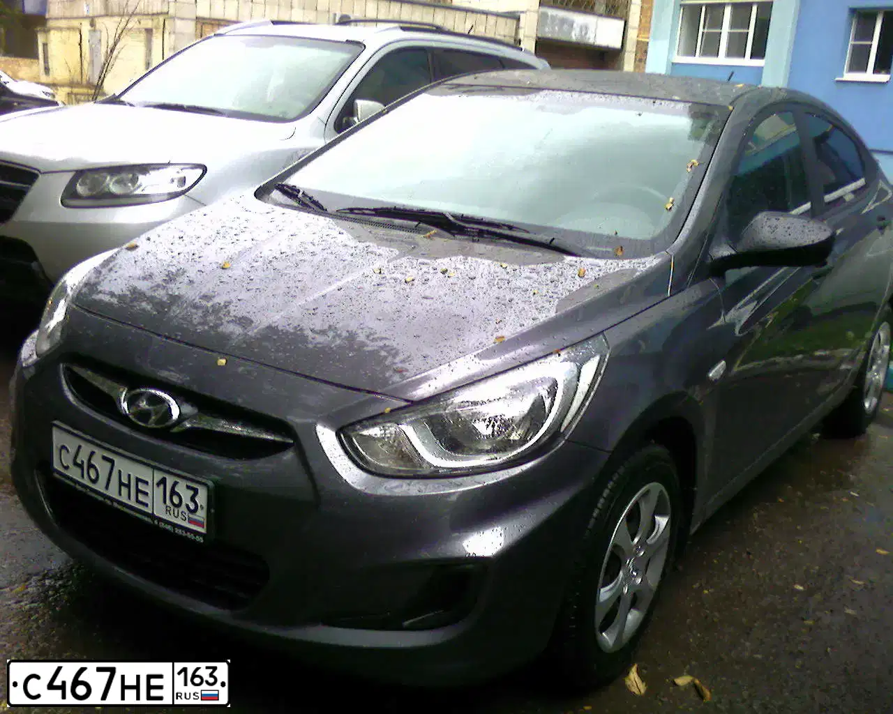 Фото автомобиля HYUNDAI SOLARIS, 2012 — госномер С467НЕ163. Цвет: СЕРО-ЧЕРНЫЙ