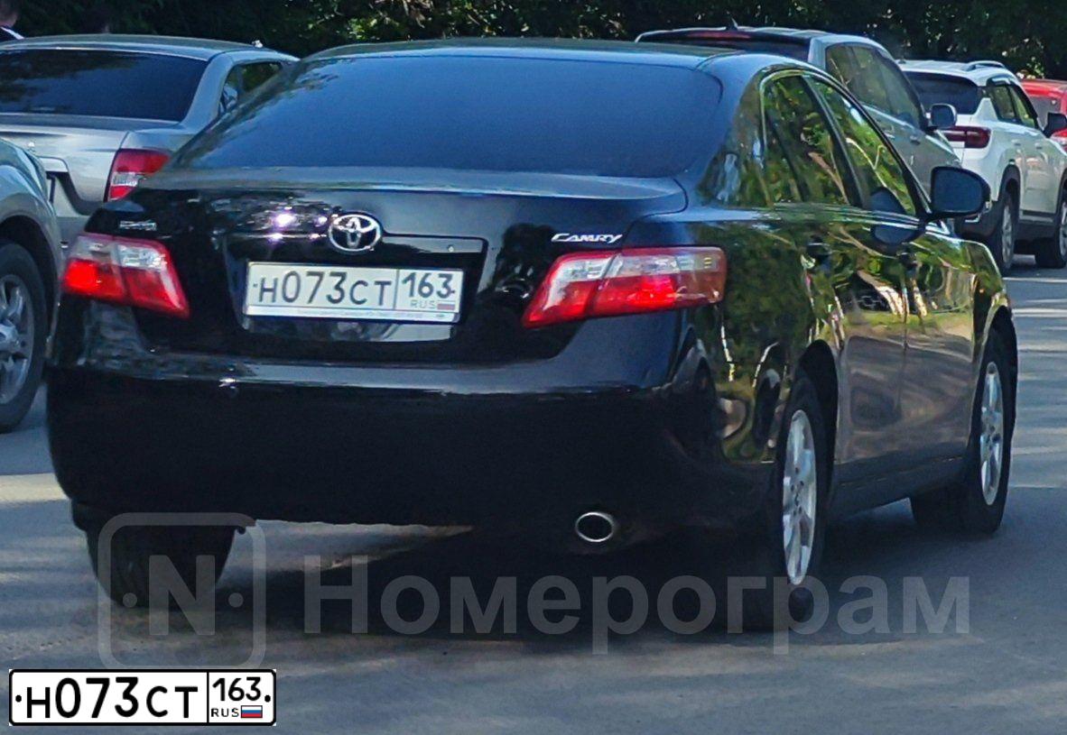 Фото автомобиля TOYOTA CAMRY, 2010 — госномер Н073СТ163. Цвет: ЧЕРНЫЙ