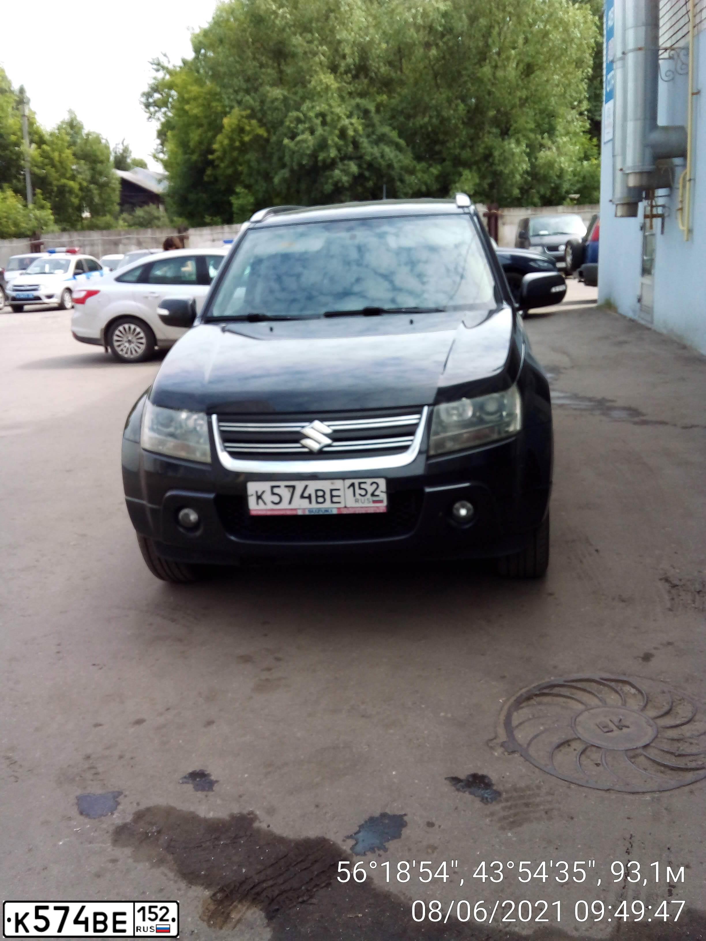 Фото автомобиля SUZUKI /GRAND/ VITARA, 2011 — госномер К574ВЕ152. Цвет: ЧЕРНЫЙ