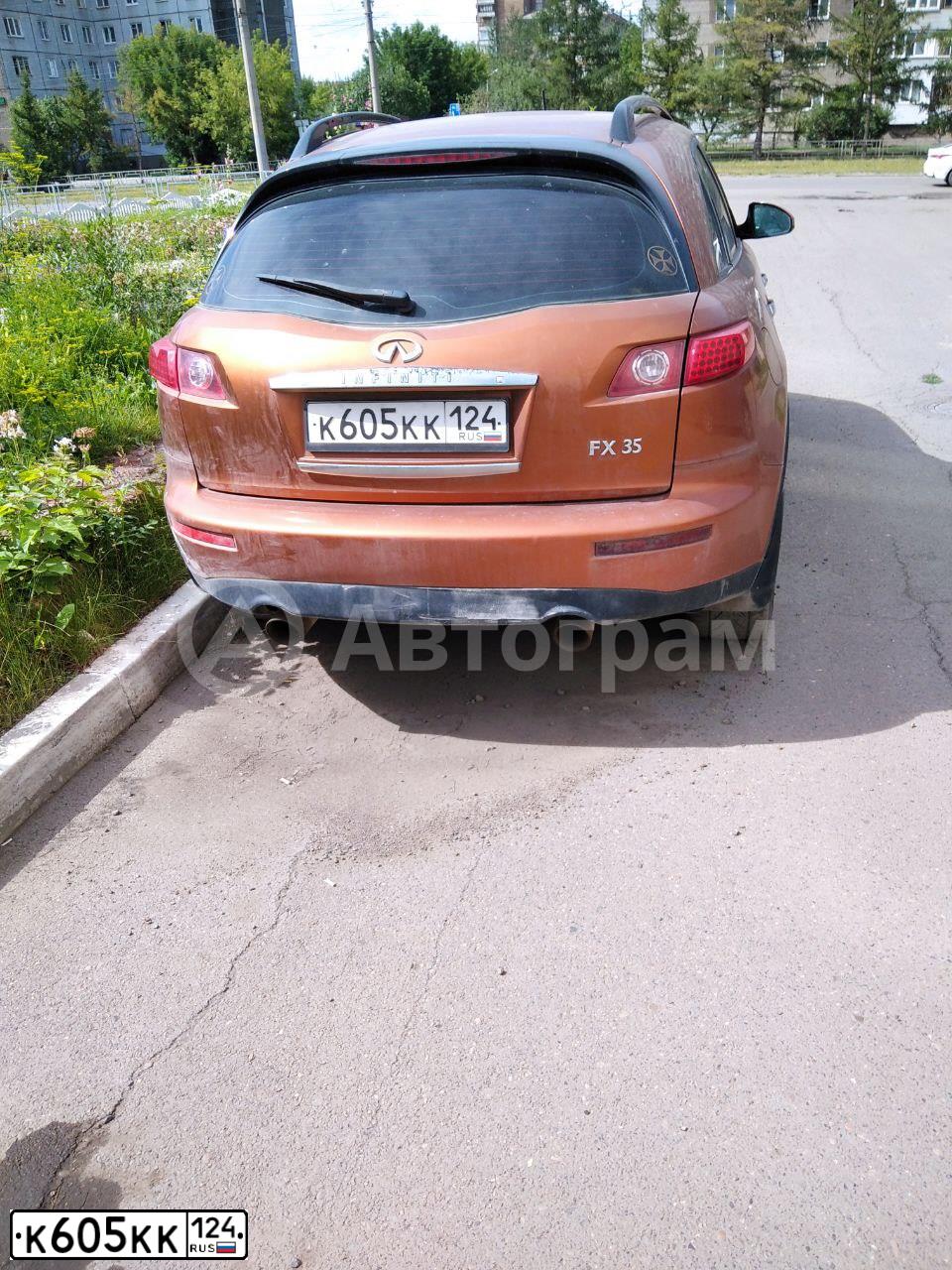 Фото автомобиля INFINITI QX70 /FX/, 2005 — госномер К605КК124. Цвет: Коричневый