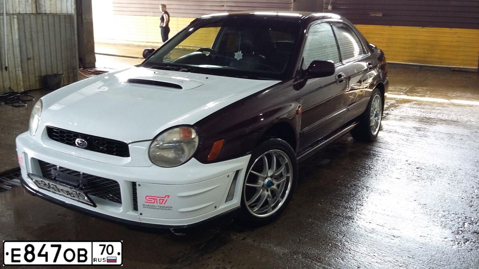 Фото автомобиля SUBARU IMPREZA, 2001 — госномер К482МТ70. Цвет: ФИОЛЕТОВЫЙ