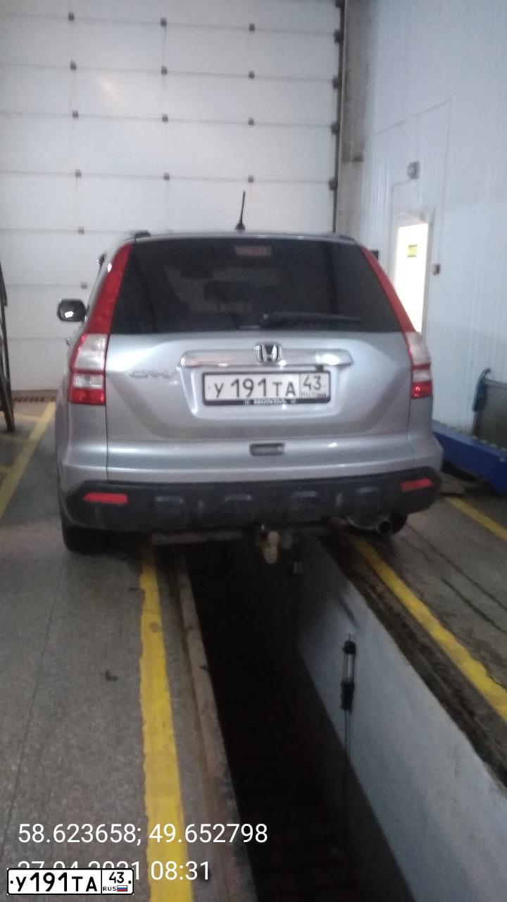 Фото автомобиля HONDA CR-V, 2008 — госномер У191ТА43. Цвет: Серебристый
