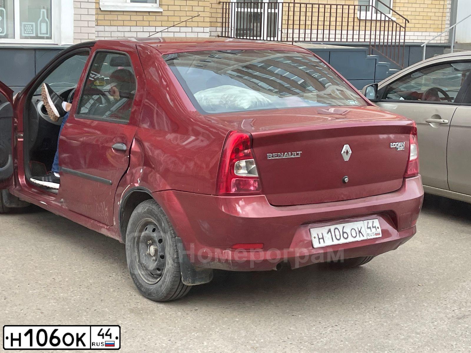 Фото автомобиля RENAULT LOGAN, 2010 — госномер Х108ОЕ37. Цвет: Красный