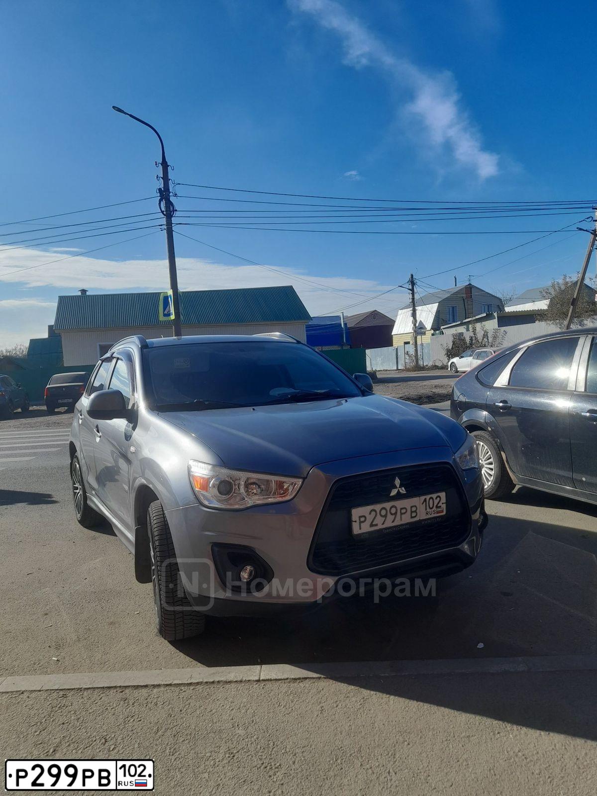 Фото автомобиля MITSUBISHI ASX, 2014 — госномер Р299РВ102. Цвет: СЕРЫЙ