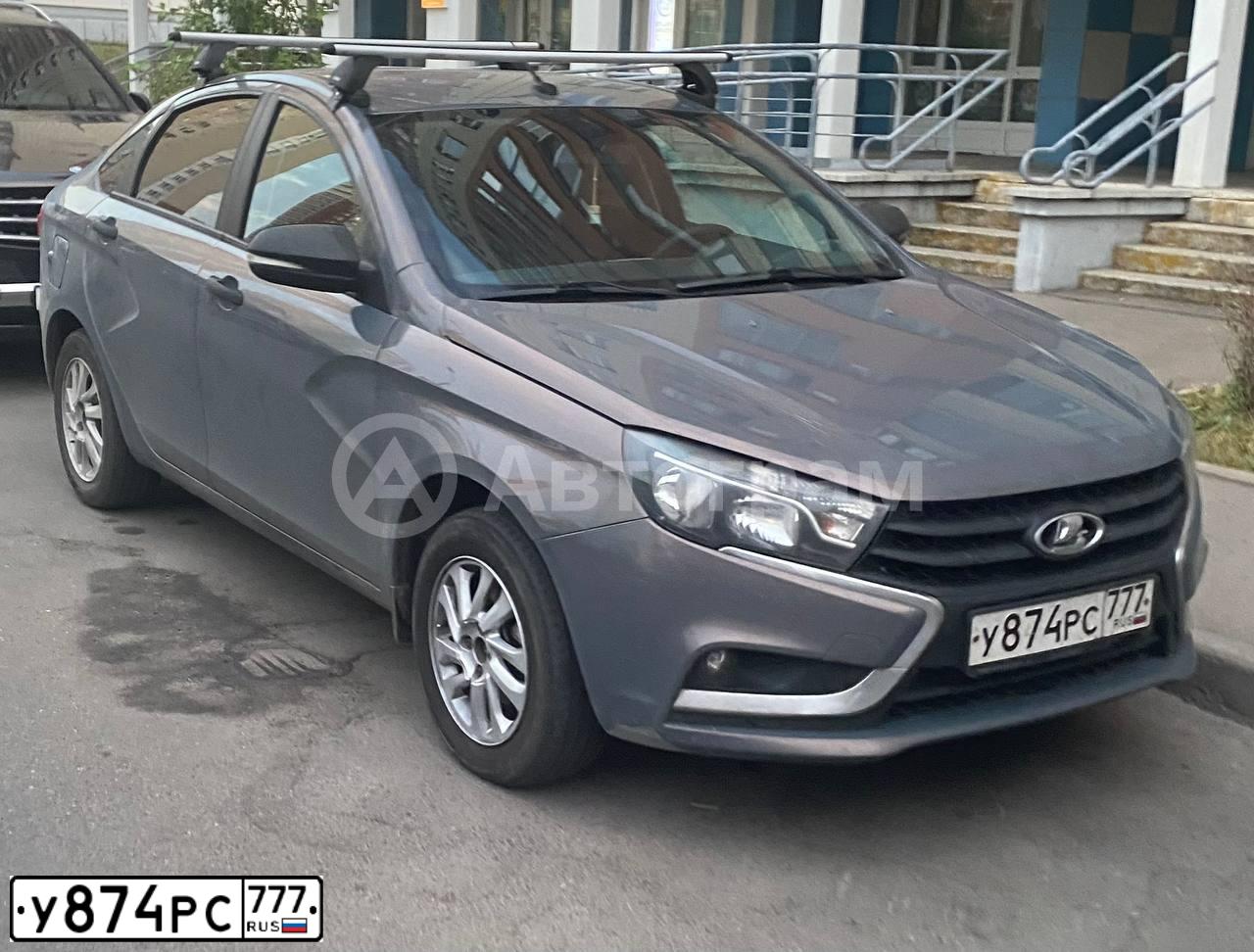 Фото автомобиля LADA VESTA, 2016 — госномер У874РС777. Цвет: СЕРО-ГОЛУБОЙ