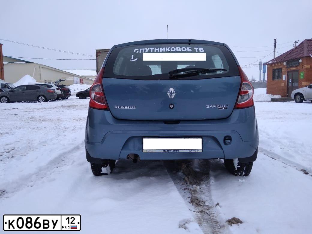 Фото автомобиля RENAULT SANDERO, 2012 — госномер А560ВМ716. Цвет: синий