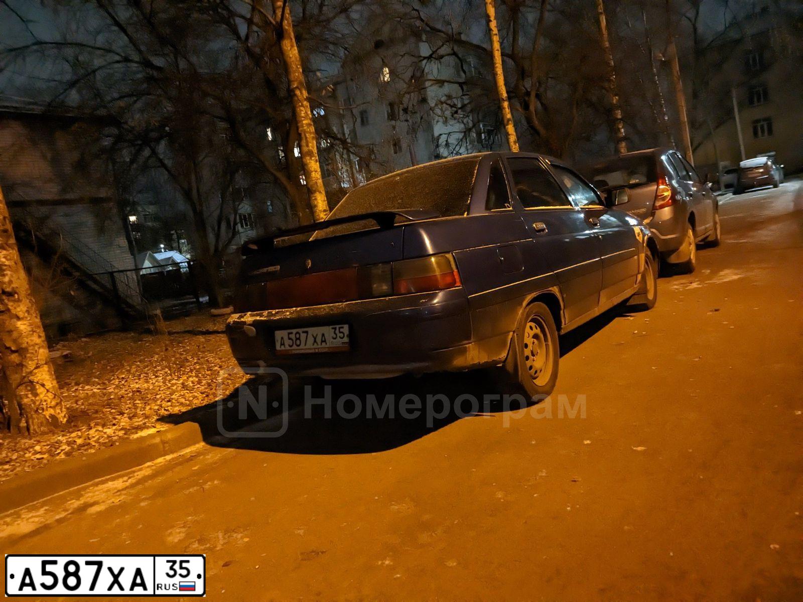 Фото автомобиля LADA 2110 LADA, 2003 — госномер А587ХА35. Цвет: Сине-зеленый