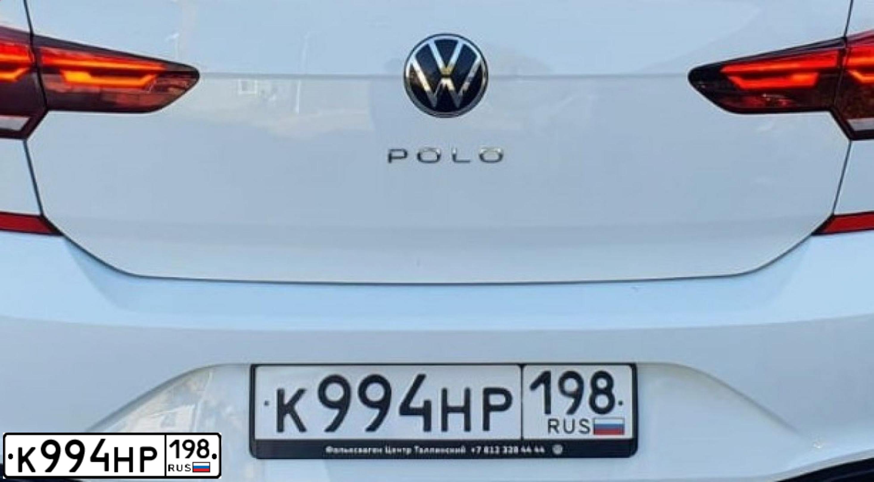 Фото автомобиля VOLKSWAGEN POLO, 2020 — госномер К994НР198. Цвет: Белый