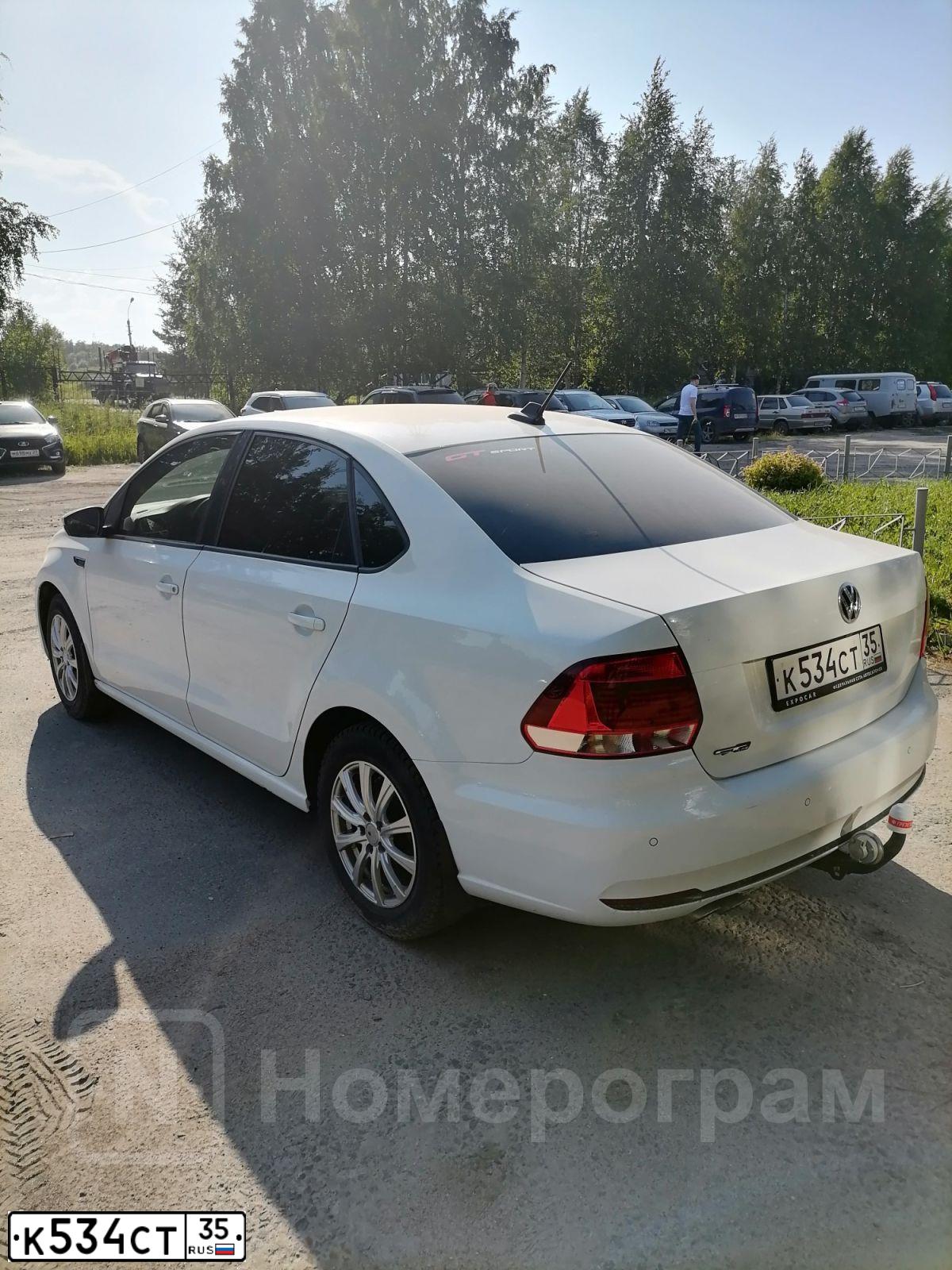 Фото автомобиля VOLKSWAGEN POLO, 2018 — госномер К534СТ35. Цвет: Белый